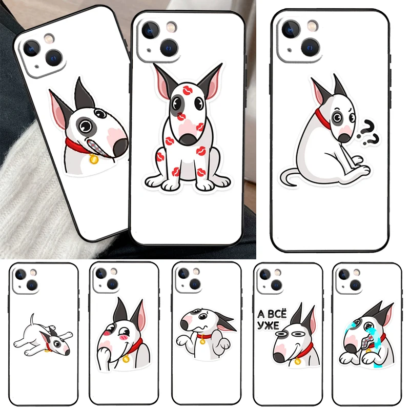 Bull Terrier Dog Puppies Funny Phone Case For iPhone 16 15 14 Pro Max Plus 11 12 13 Pro Max XS 6 12 13 Mini Cover Shell