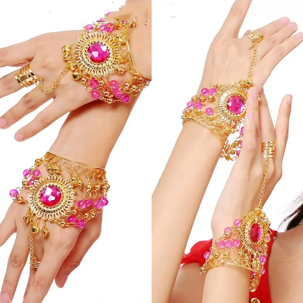 Show Out Bohemian Indian Dance Ring Bead Dance Accessories Diamond Bracelet Belly Dance Costumes Performance Accessories