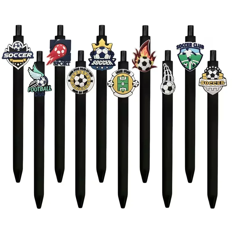 10/20pcs fun football sports series push-action ballpoint pen, personalized black football writing stationery, football gift