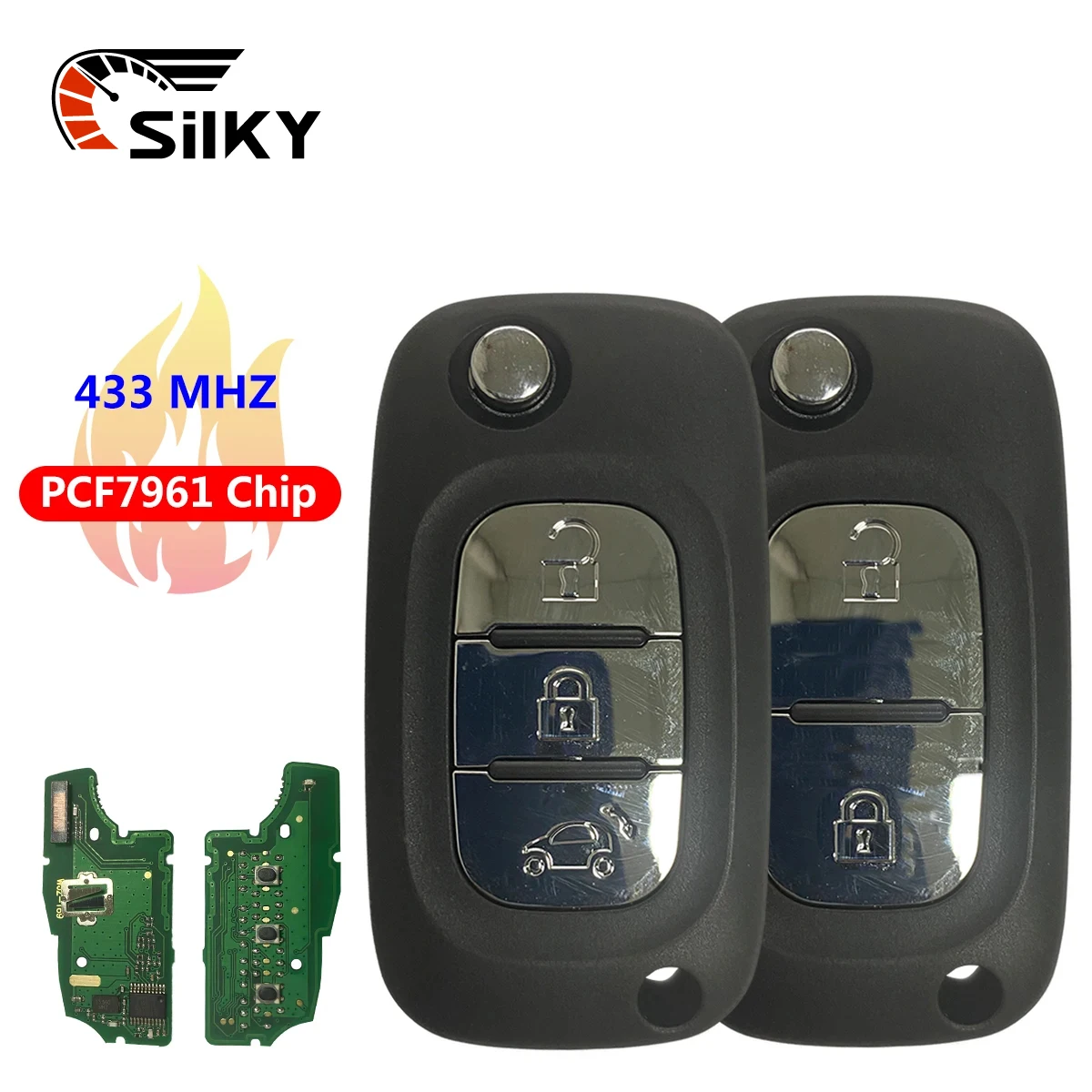 

SilKY Remote Car Key For Renault Clio III Clio 3 Kangoo Master Modus Twingo 2006-2016 7701210033 2/3 BTN 433MHz PCF7961 Chip