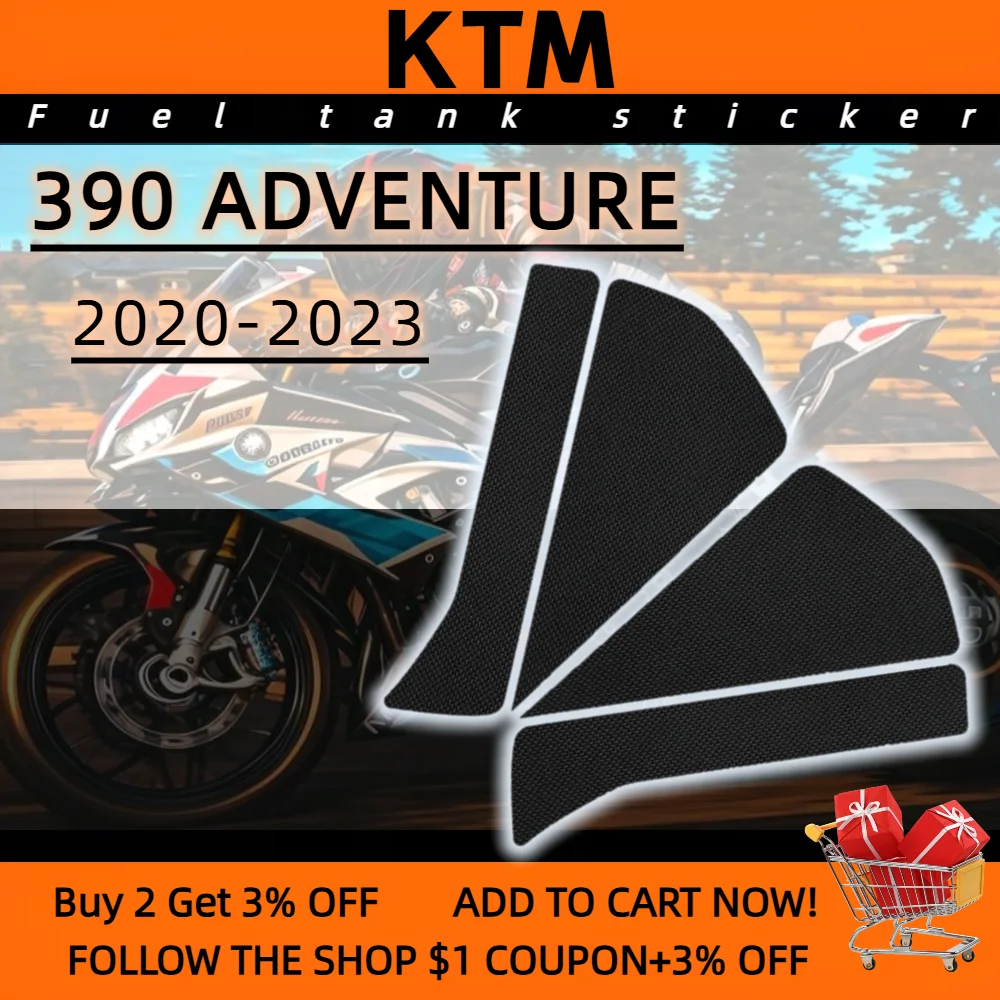 ل KTM 390 مغامرة 2020-2023 خزان وسادة دراجة نارية مكافحة زلة الجانب خزان الوقود وسادة واقية ملصقات الغاز قبضة الركبة وسادة تثبيت