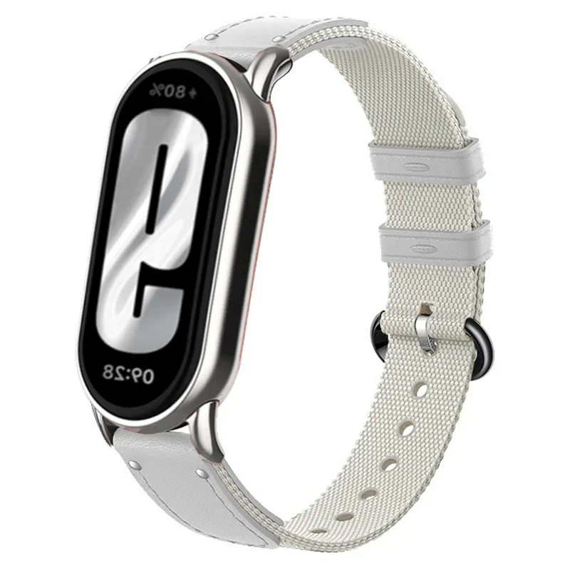 Original Nylon Strap For Xiaomi Mi Band 9 Bracelet Leather Braid Replacement Watchband Bracelet Mi Band 8 Correa Miband 8 Strap