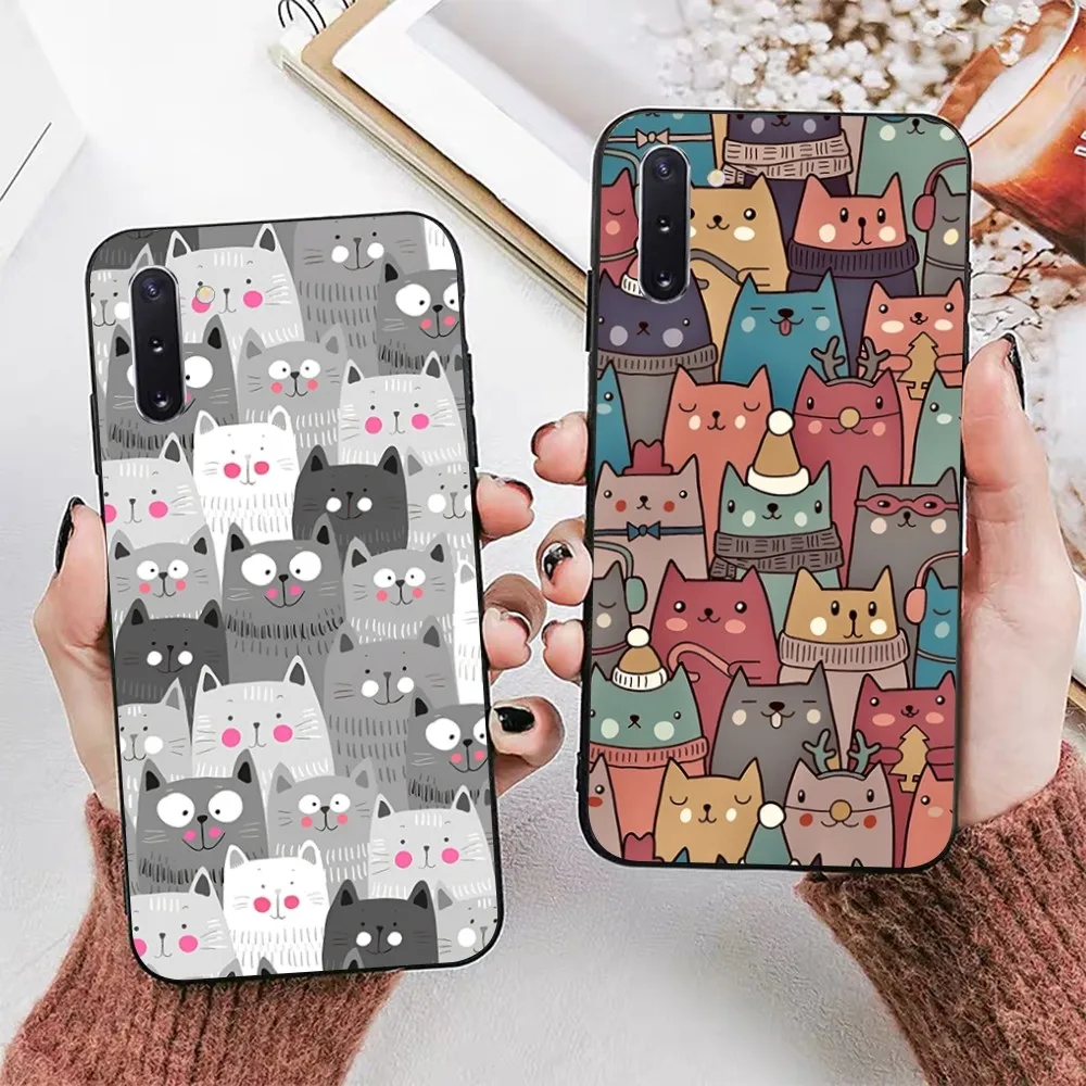 

Cartoon Cute Cats Background Phone Case For Samsung Note 8 9 10 20 pro plus lite M 10 11 20 30 21 31 51 A 21 22 42 02 03