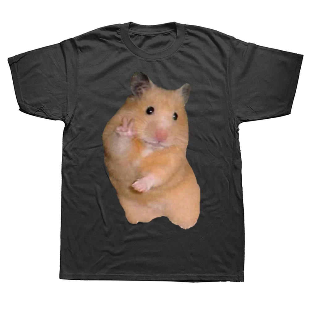 Cute Peace Hamster Funny Meme T Shirt Men's Women Retro Fashion Short Sleeve T-shirts Tops Casual 100% Cotton Oversized T-shirt