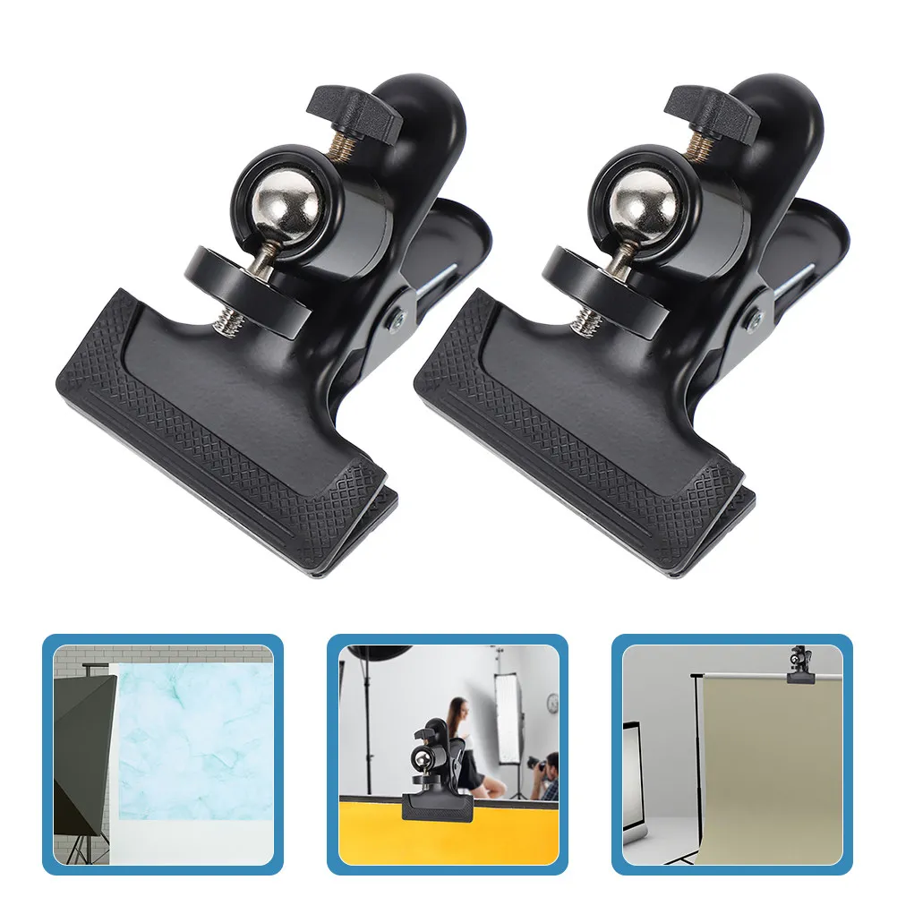 2-個ボールヘッドマウントカメラクランプ高耐久背景クリップクランプホルダー三脚マウント調整可能な角度写真撮影