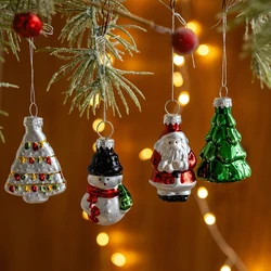 Delicate Glass Christmas Tree Adornment Bright Glass Christmas Tree Decoration Santa Snowflakes Designs Hanging Ornament