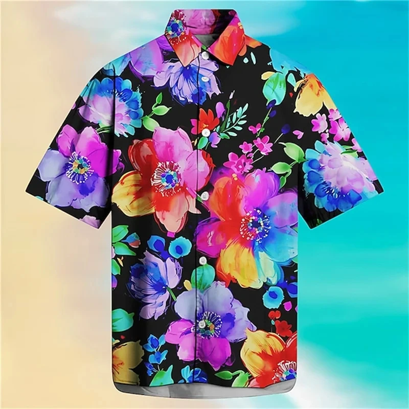 Men's Womens Floral Hawaiian Summer Casual Shirts Fashion 3d Print Cozy Short Sleeve Beach Oversized Lapel Plain Shirt Clothing