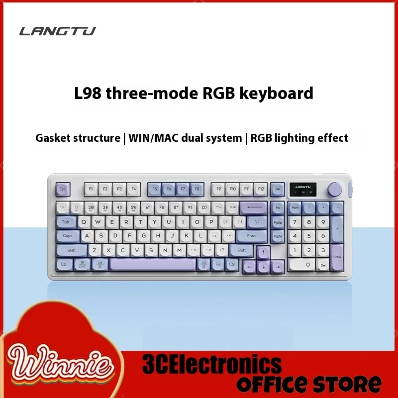 

Langtu L98 Mechanical Keyboard 3mode Wireless Bluetooth Wireless Rgb Gasket Knob Office Laptop Gamer Pc Gaming Keyboard Gifts