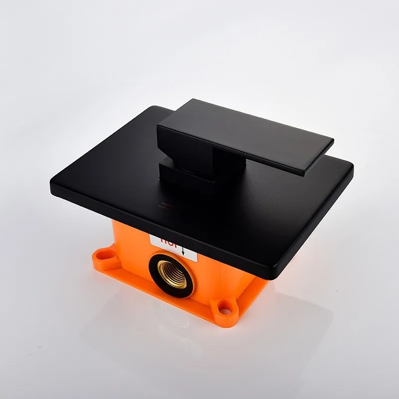 Black concealed hot and cold faucet into the wall faucet Embedded box faucet stage