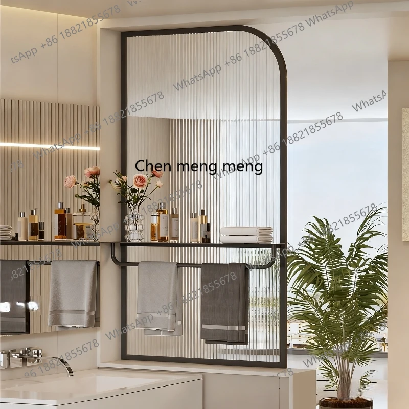 Stainless steel partition rack wash basin wash table waterproof dry and wet separation glass wall screen