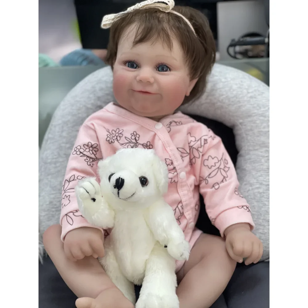 48CM Silicone Reborn Baby Doll Maddie with Rooted Hair Vinyl Newborn Baby Girls 3D Painting Skin Visible Veins Muñecas Reborn