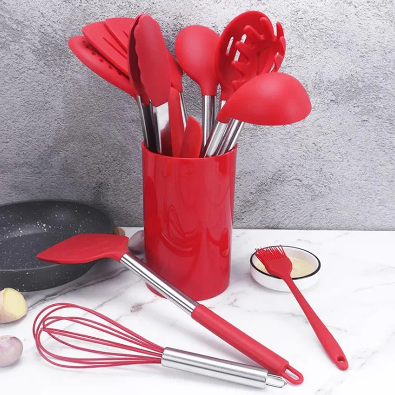 14 pcs/set Silicone Kitchenware Cooking Utensils Set Heat Resistant Kitchen Non-Stick Silica Gel Baking Tools Pan Shovel Spoon