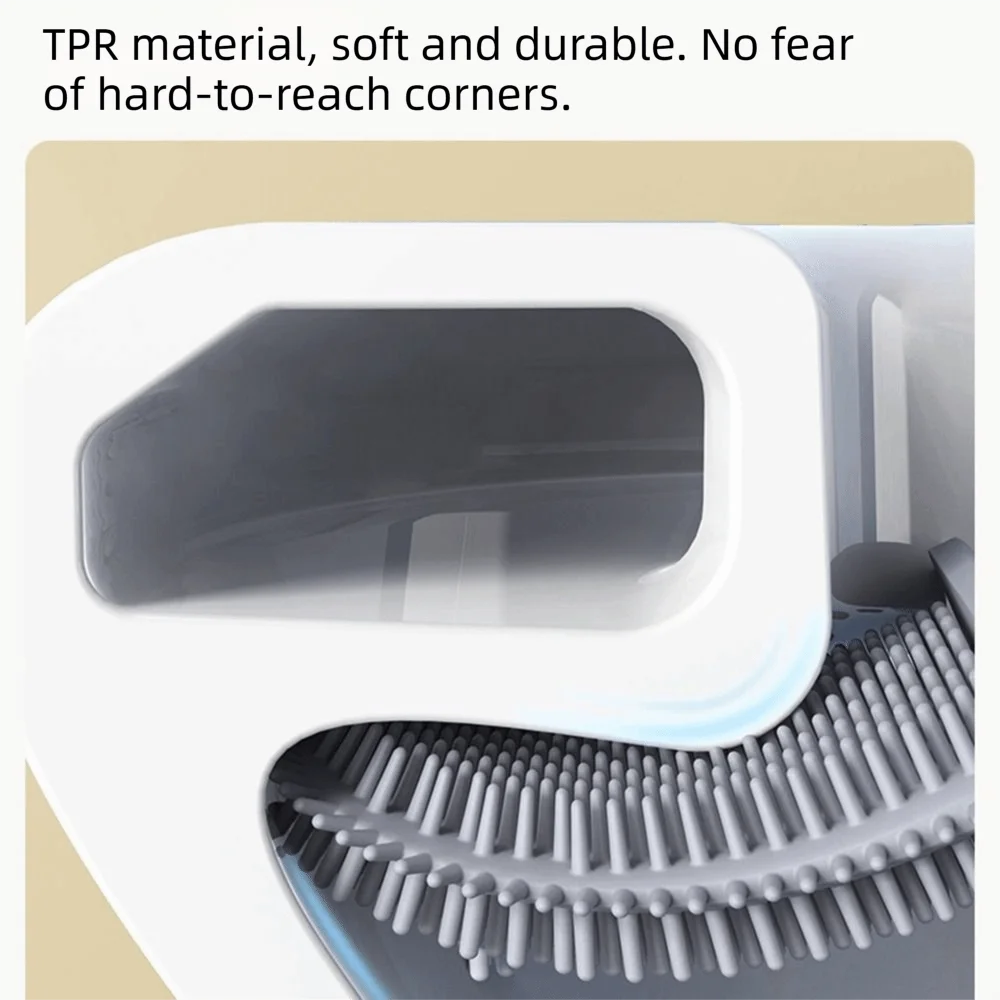 

Wall Mounted Toilet Cleaner Brush Set Flexible Head Long Handle Bathroom Brush Durable No-drill Silicone Cleaning Brush