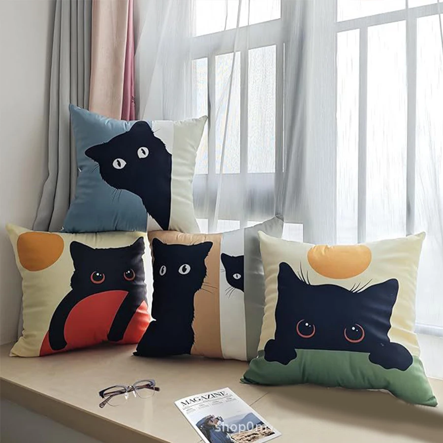 

Наволочка с 3D-принтом «Котенок», декор для дома, гостиной, спальни, с изображением черной кошки, для автомобиля, дивана