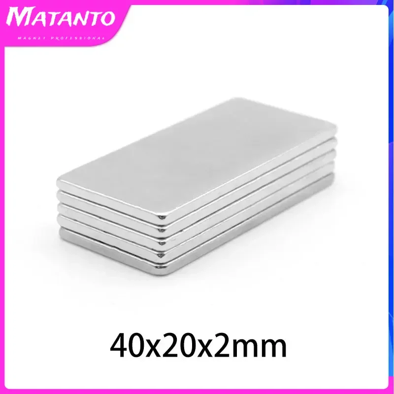 2/5/10/15/20/50PCS 40x20x2mm Block Strong Powerful Magnets Long Rectangular Permanent Neodymium Magnet Sheet 40x20x2 40*20*2 mm