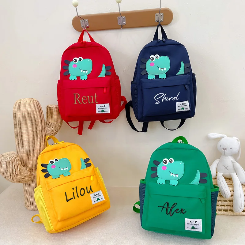 Personalizované mateřská škola batoh pro chlapci a dívčí, batoh pro děti a dívčí, dinosauři batoh dar výšivka