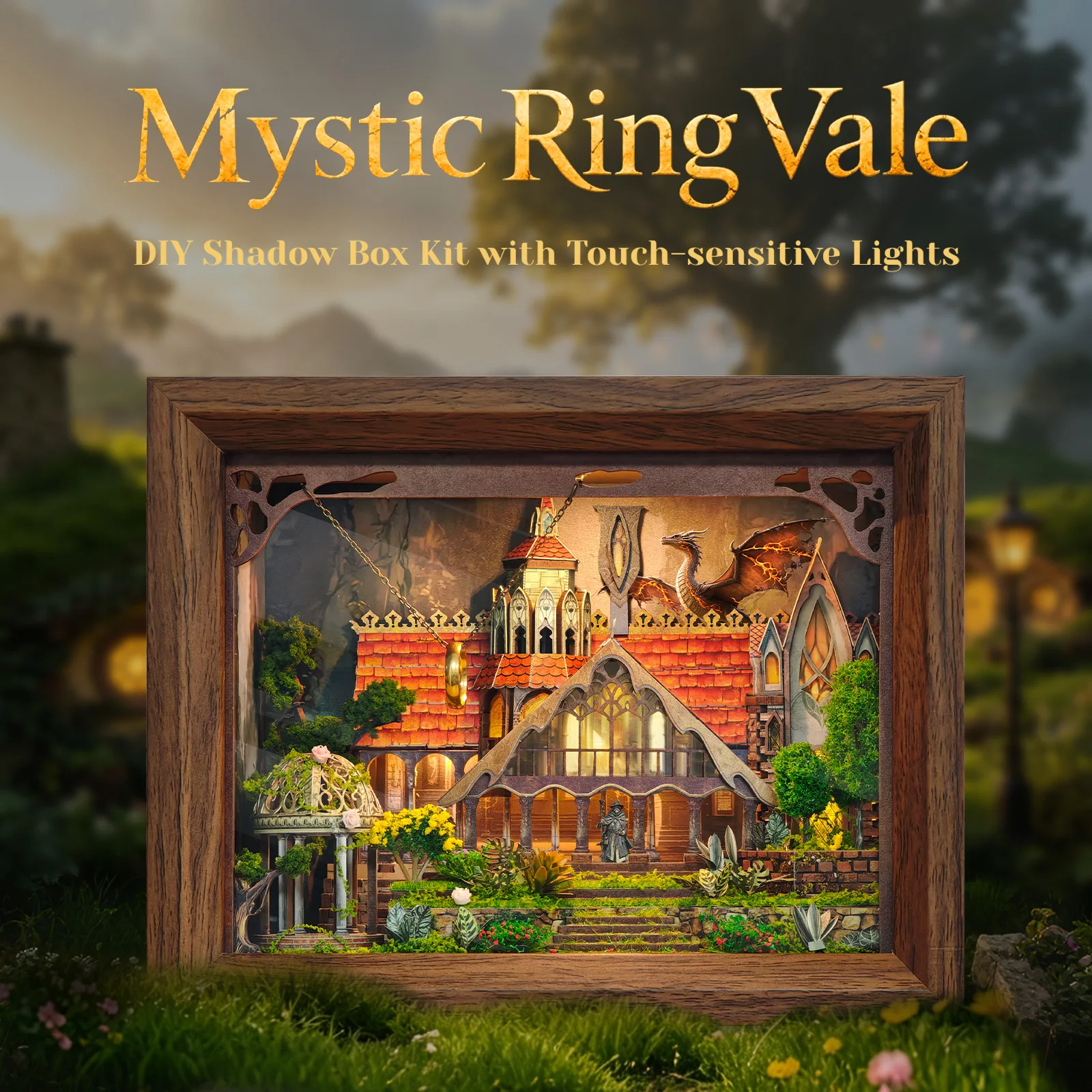 DIY Wooden Mystic Ring Vale Photo Frame Figurines Miniatures Kits with Furniture for Friends Birthday Gifts Home Decor Crafts
