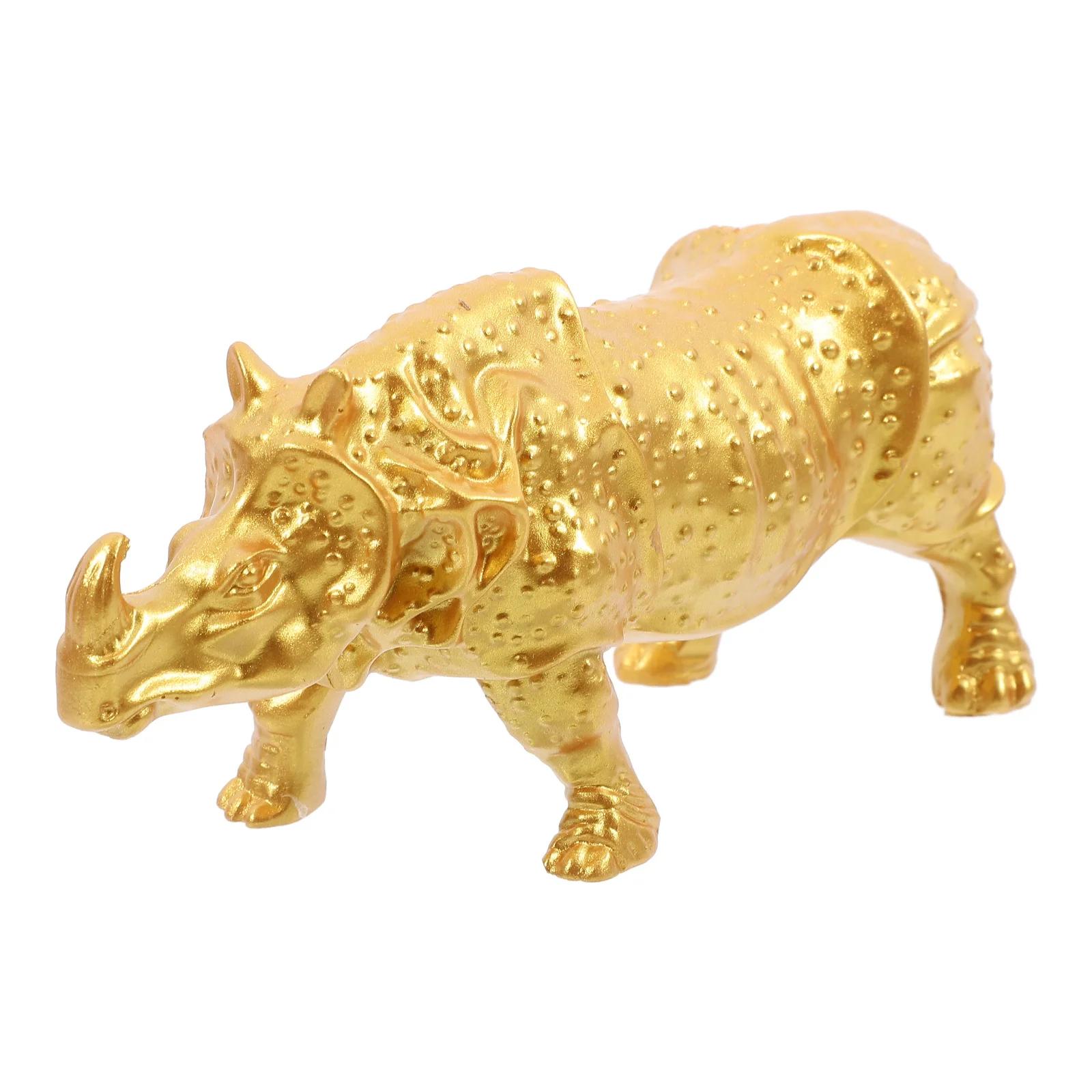 

Golden Rhinoceros Statue Resin Small Vintage Desktop Decor for Office Home Shelf Table Indoor Display Craft