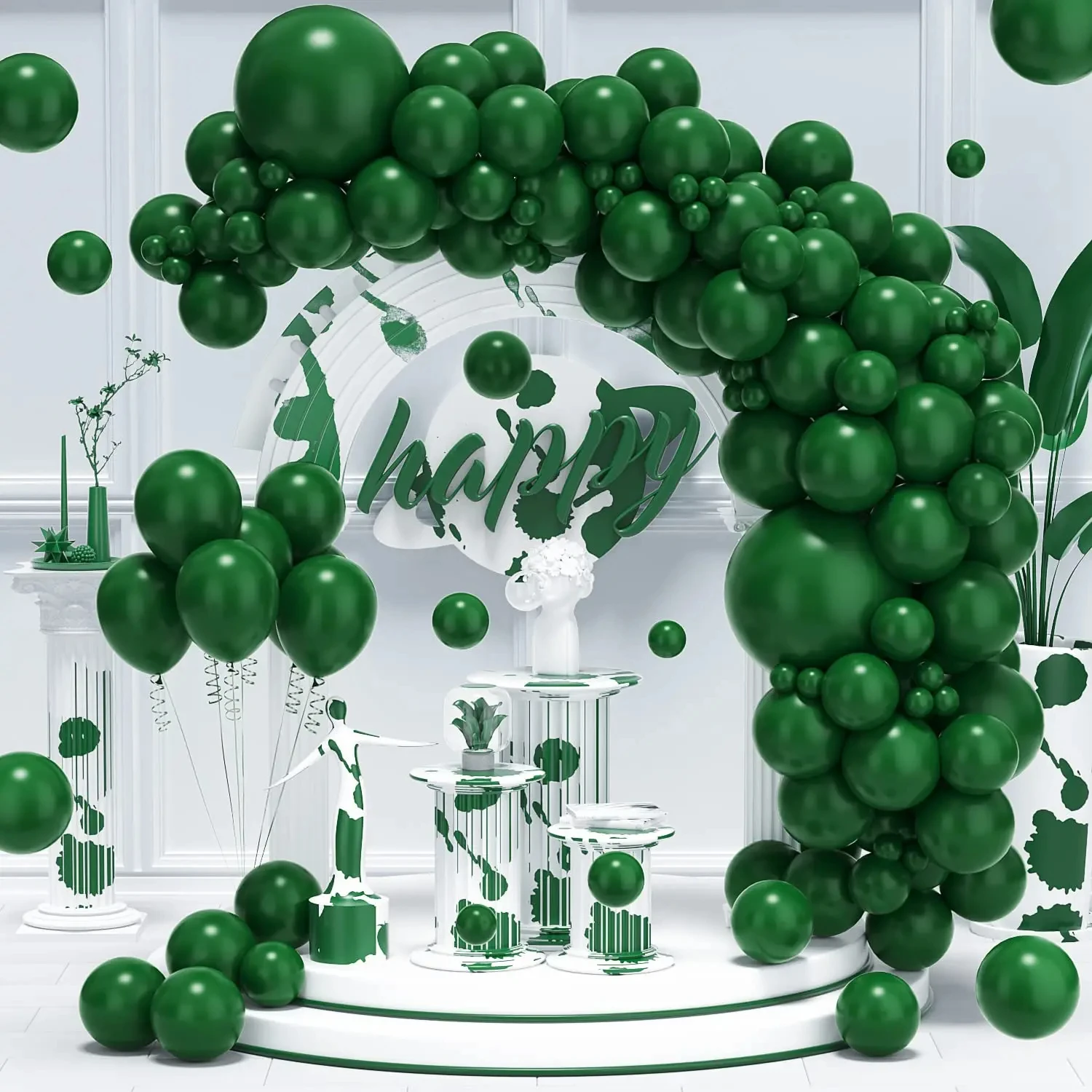 100pcs Dark Green Latex Balloons Garland Arch Kit For Birthday Summer Jungle Forest Theme Party Decoration Christmas Globos