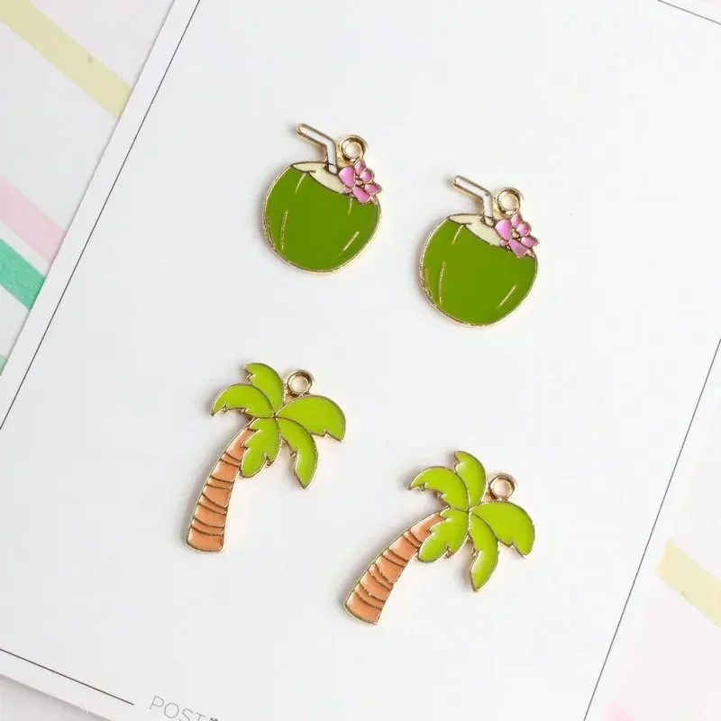 10pcs Coconut Tree Alloy Charm Necklace Pendants Jewelry Crafts Wholesale