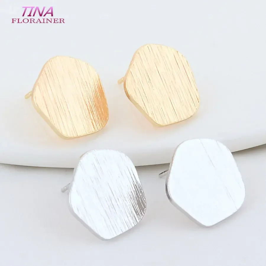 6 sztuk 15.5*16MM 14K pozłacane mosiądz w kształcie geometrii stadniny kolczyki szpilki wysokiej jakości Diy komponenty do biżuterii akcesoria