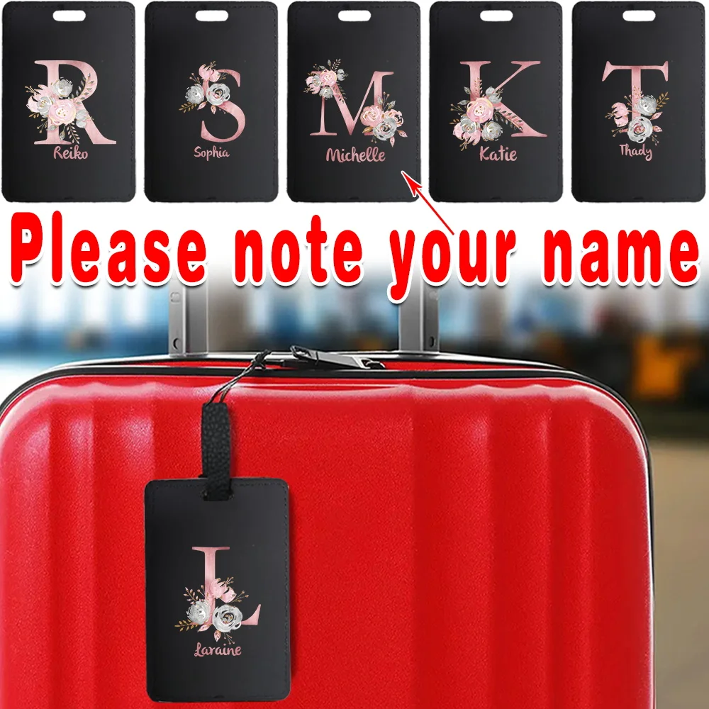 Customized Name PU Suitcase Luggage Tag Travel Baggage Tag Label Identifier Airplane Pass Boarding Protector Bag Address Cover