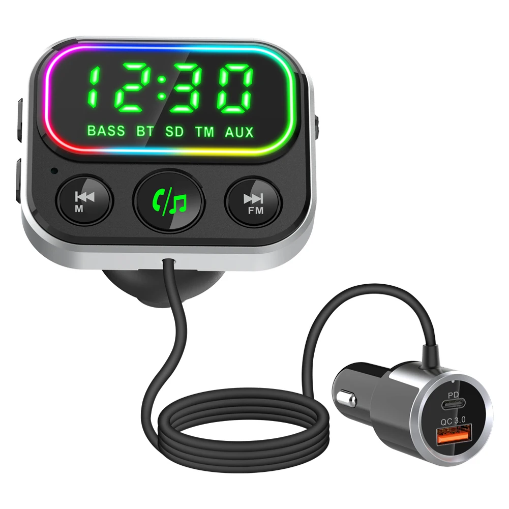 Car FM Transmitter Car Wireless Charger Best Selling Bluetooth 5.0 USB Port,mp3 Player MP3 / WMA / WAV/ APE / FLAC 12 Months 10M