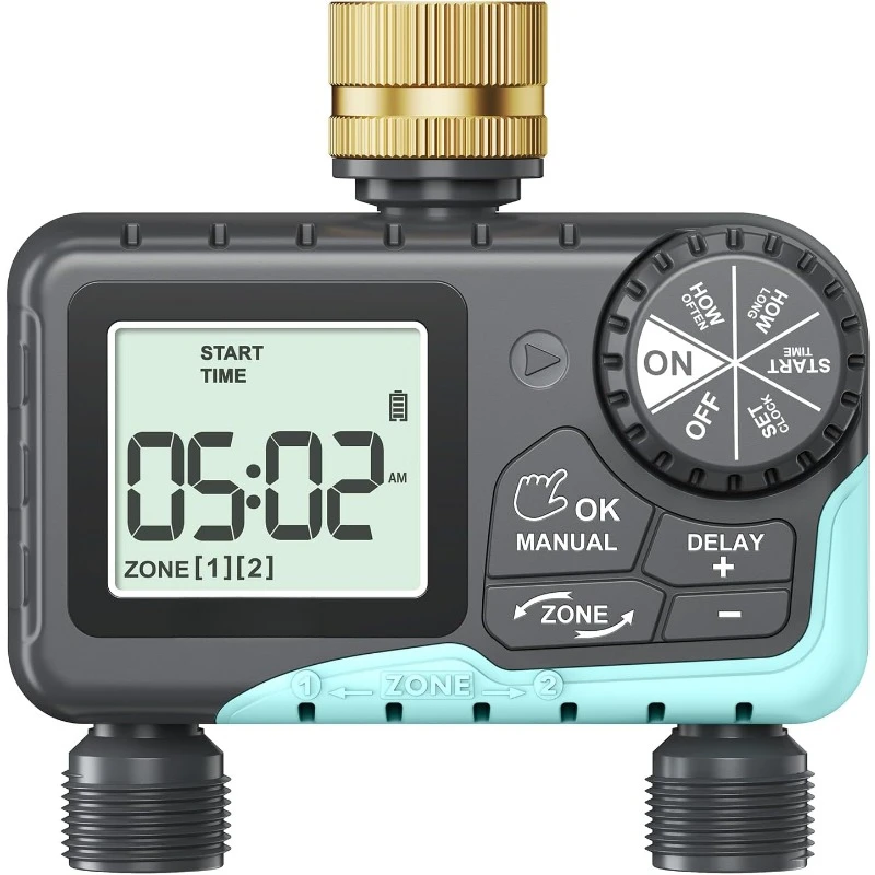 

Water Timer for Garden Hose - Sprinkler Timer with Brass Swivel - Rain Delay/Manual Watering/Automatic Irrigation Controller