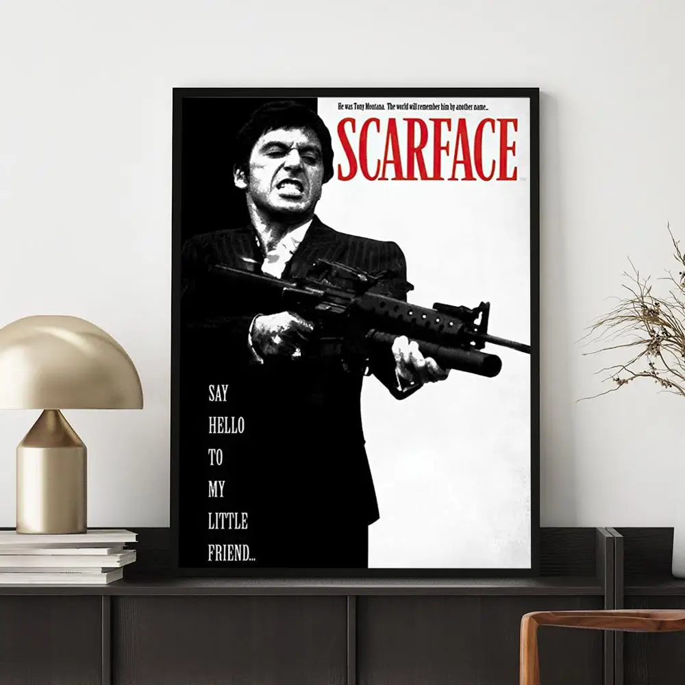 Film-S-Scarface-Poster, HD, vielseitig, wasserfest, Wanddekoration, selbstklebend, perfekt für jeden Raum und ideales Geschenk