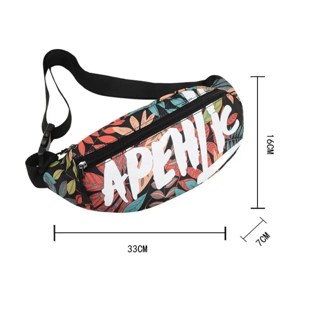 Multi-pocket Printed Waist Bag Adjustable Shoulder Strap Buckle Multifunctional Waist Pack Large Capacity Oxford Cloth