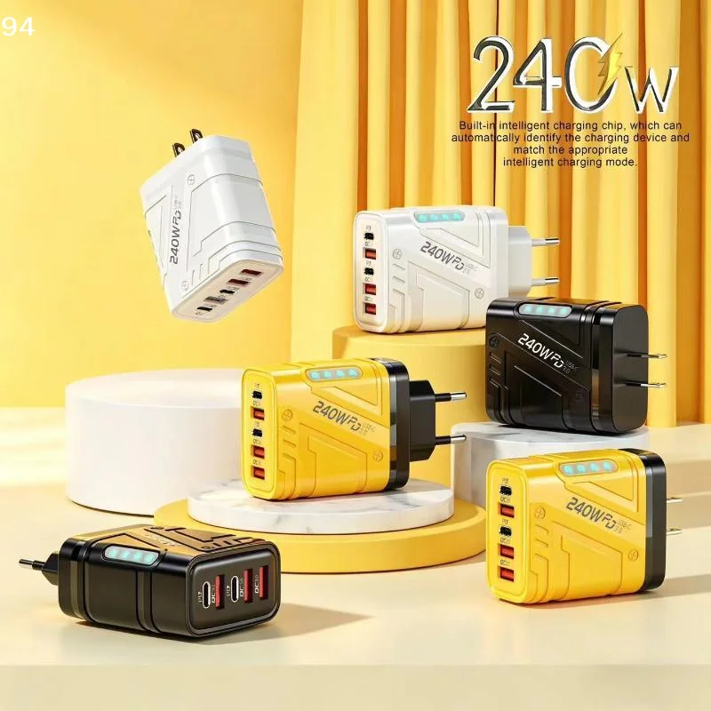 240W Type C 5-Port USB Charger Station 2PD 3USB Fast Charging Adapter For    Tablet EU US Plug Travel ChargerNF stationery
