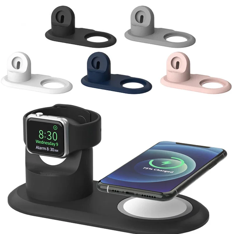 Silicone Phone Holder Stand For iPhone 13 Pro Max Apple Watch Magsafe Charger Charging Station Dock Desk Bracket Macsafe Cradle