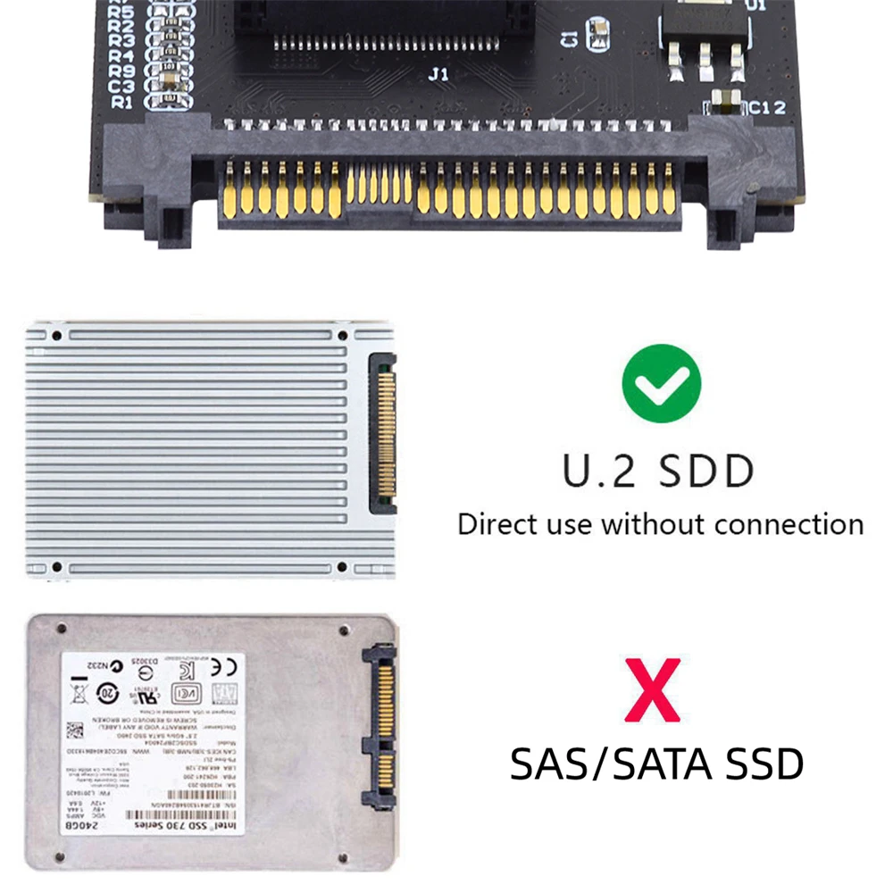 Cablecc NVMe Ruler 1U GEN-Z EDSFF 2C 8X Short SSD to U.2 SFF-8639 Host Adapter E1.L PM983 Carrier Adapter