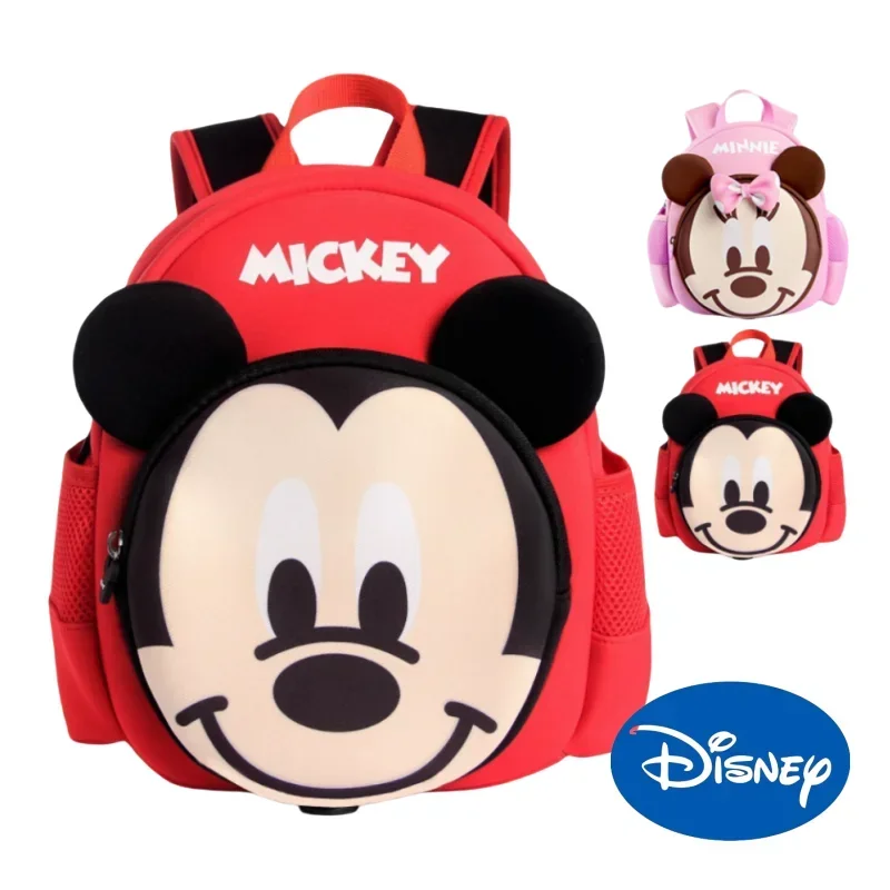 Disney Mickey Mouse Cartoon Anti-lost Backpack Minnie Mouse Kindergarten Travel Anti-lost School Bag Children's Birthday Gift