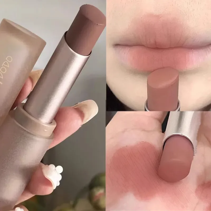 Lápiz labial mate resistente al agua, maquillaje de larga duración, no pegajoso, hidratante, terciopelo rojo, tinte labial Nude