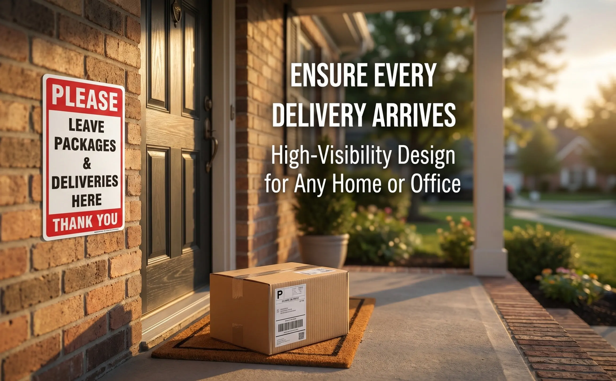 Delivery Sign Sticker Please Leave Packages Here PVC Wall Decal Self-Adhesive Water-Resistant Large Visible Design for Front