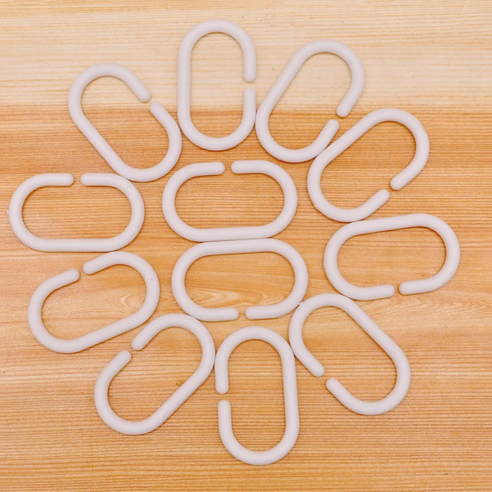 

30pcs Shower Curtain Hooks Plastic C Rings Smooth Gliding Bath Drape Clip Hanger Tub Bathroom Changing Room Dressing