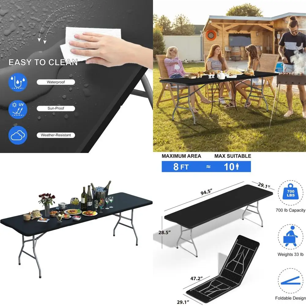 

Портативный складной обеденный стол повышенной прочности с фиксатором и ручкой для переноски, подходит для использования на улице, в помещении, для кемпинга и вечеринок, белый