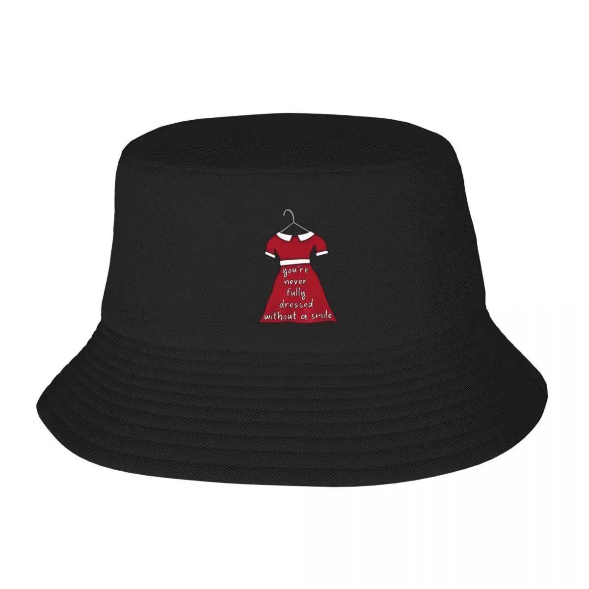 Never fully dressed without a smile (Annie dress) Bucket Hat Christmas Hat Luxury Brand funny hat Hats Woman Men's