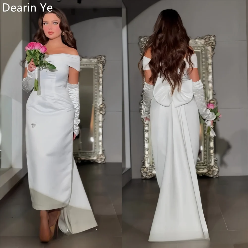 Customized Evening Gown Prom Dearin Off-the-shoulder Column Ankle Length Skirts Vertically Bespoke Occasion Dresses Saudi Arabia