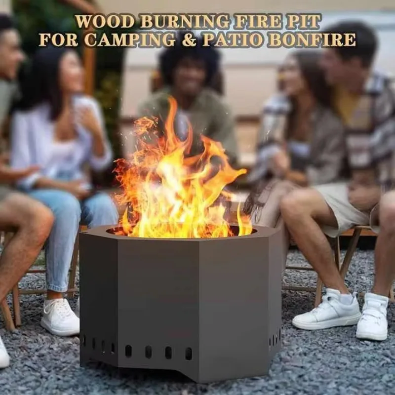 Campfire Pit for Courtyard Portable Non-Fire Stove with Butane Enamel Assembling