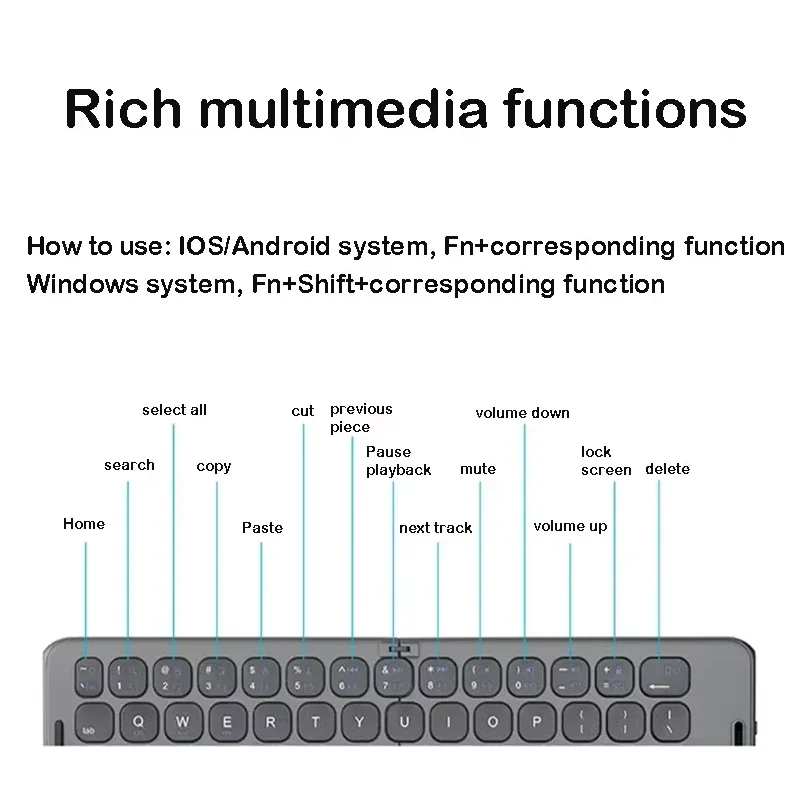 Foldable Bluetooth Keyboard USB Type C for Windows Android IOS for iPad Computer Tablet PC Phones Mice Key Board 3-Device Sync view 6