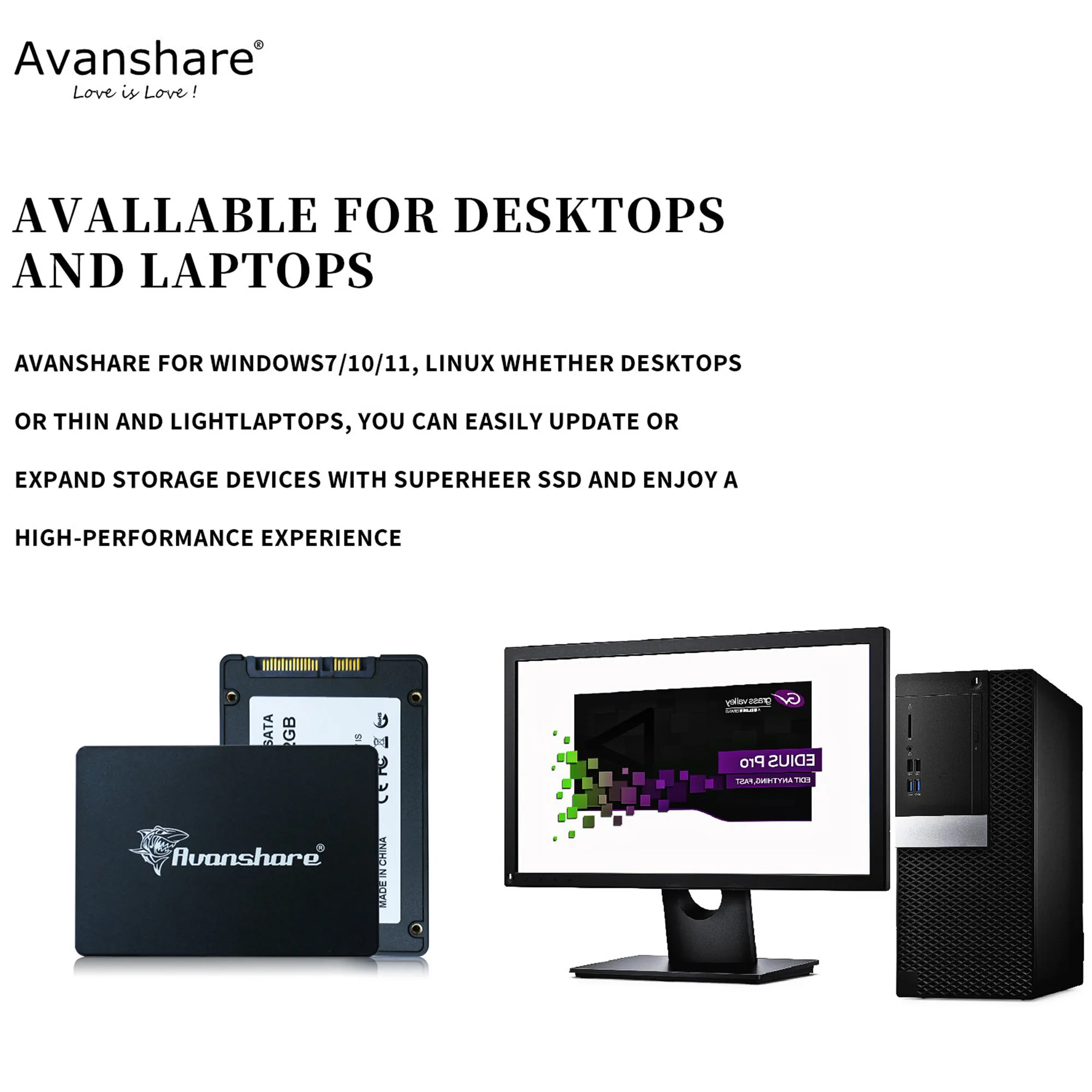 Avanshare SSD Hard Disk 128GB 256GB 512GB 1TB Sata 3 2.5