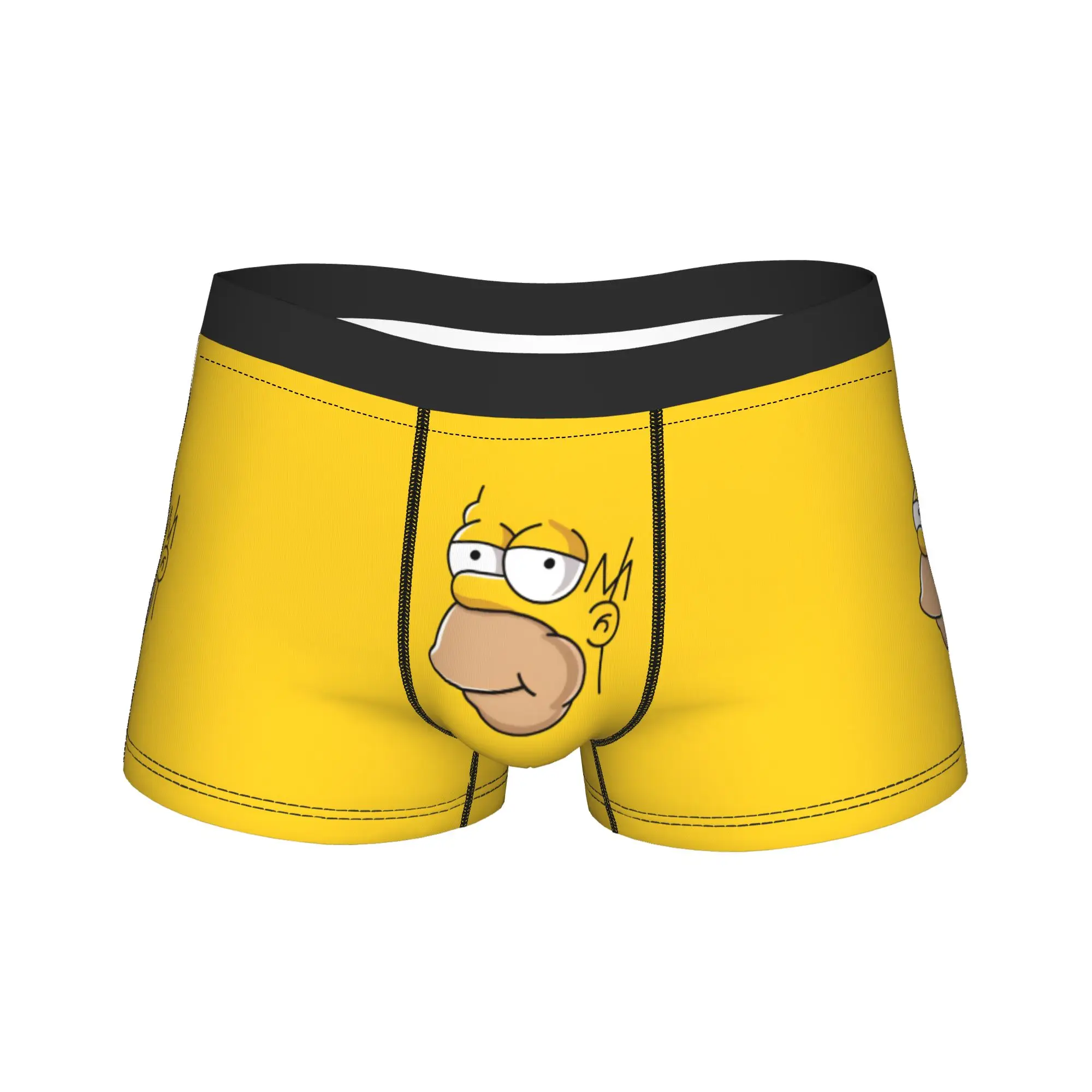 S-Simpsons Character Face Yellow Background Boxershorts 3D Pouch Underwear Trenky Design Shorts Briefs Males Panties Plus Size