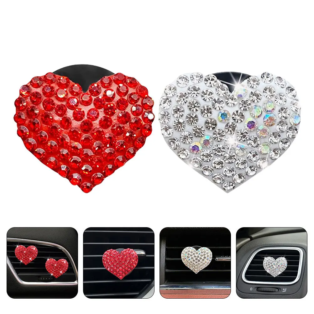 

4pcs Heart-Shaped Aroma Clip Rhinestone Vent Decor Fragrance Air Freshener For Interior Stylish Accessories Conditioning