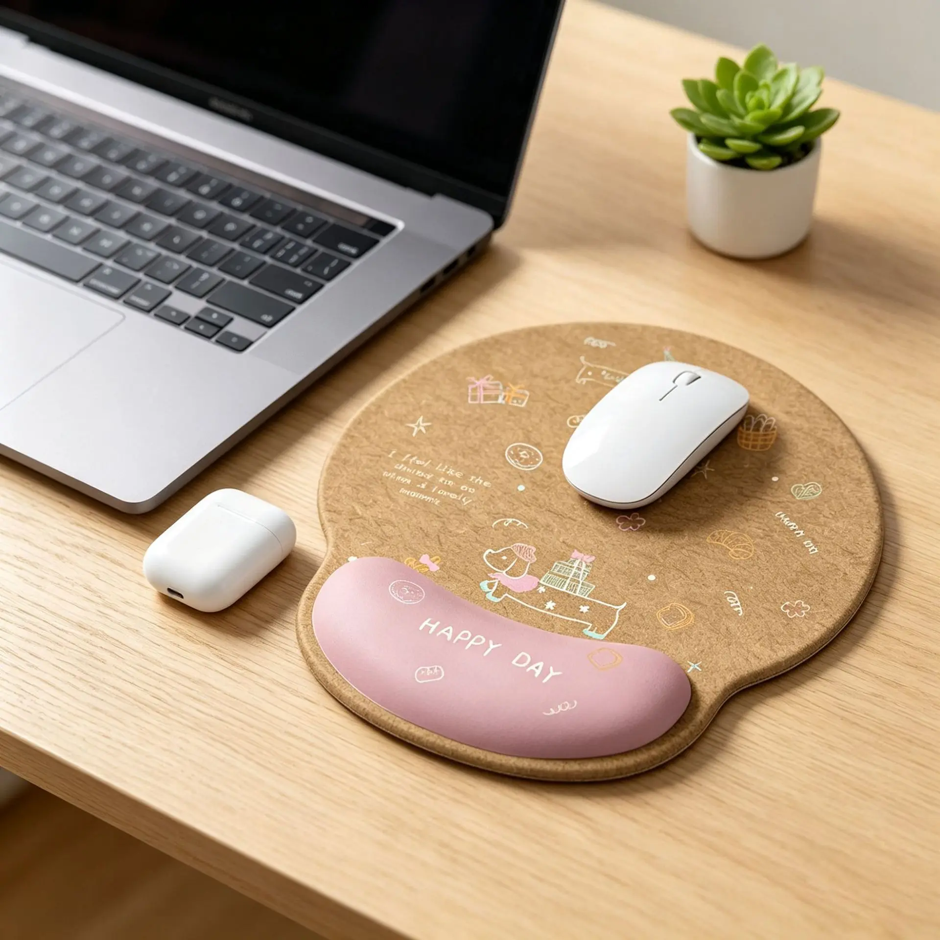 1 Piece Retro Dachshund Dog Wrist Rest Mouse Pad, Wrist Support, Stylish Office Desk Mat for Girls, Computer Keyboard Hand Rest