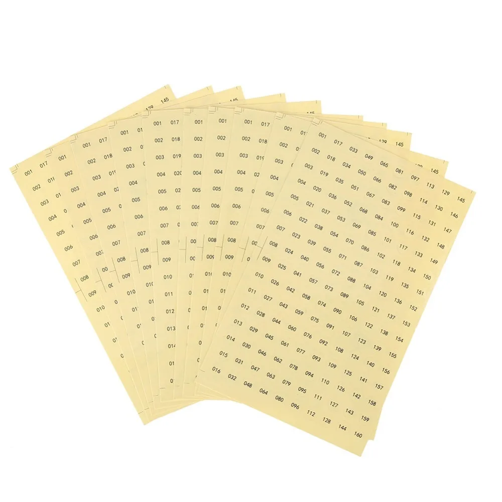10 Sheets Round Waterproof Number Label Sticker Clear Transparent Consecutive Numbers Round Self Adhesive Sticker
