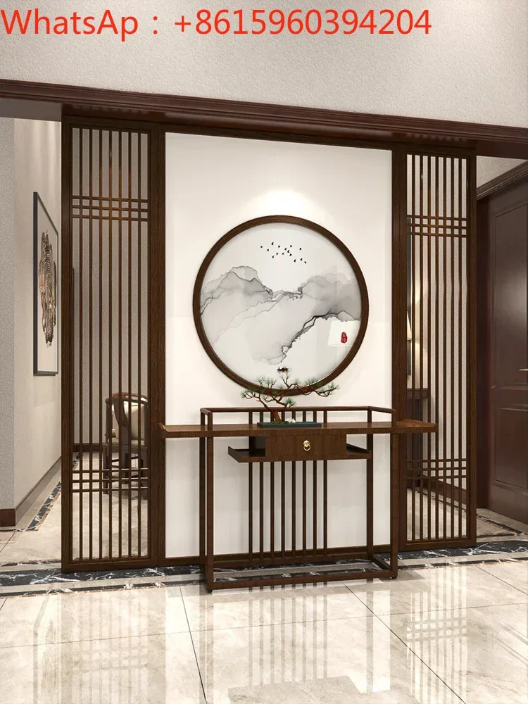 New Chinese-style screen partition living room solid wood porch entry into the teahouse to block the light luxury grille