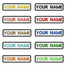 White Backgroun 10X2.5cm Embroidery Custom Name Text Patch Stripes Badge Iron On Or  Patches