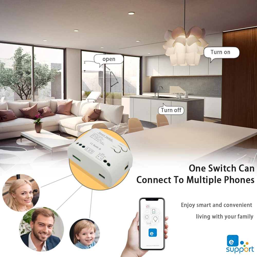 

Автоматизация умного дома Wi-Fi Smart Switch Inching 1-канальный модуль работает с eWeLink Alexa Google Home
